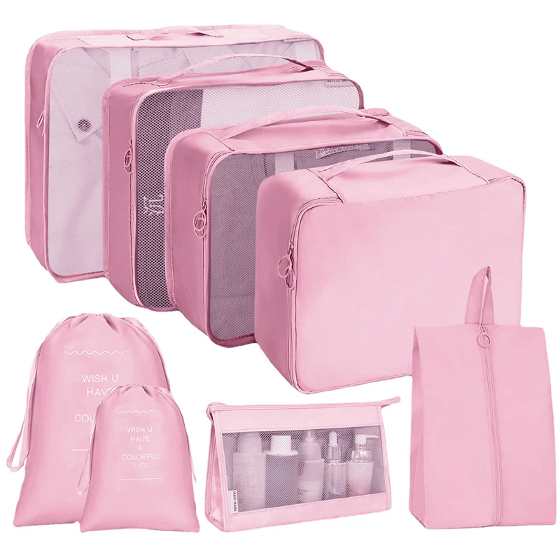

8PCS Foldable Toiletry Bag Clothes Sheet Cosmetic Sundries Storage Bags Zip Handle Large Capacity Travel Organizer