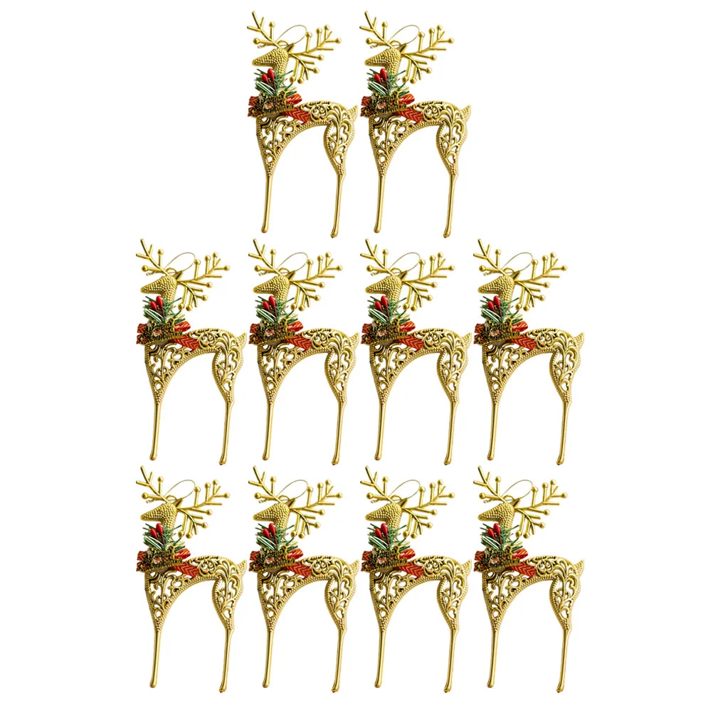 

10 Pcs Christmas Elk Pendant Tree Hanging Ornaments Xmas Pendants Scene Layout Supplies Decorations Plastic Decors Party Props