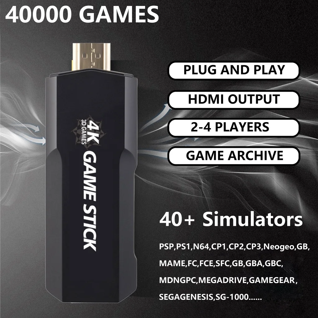 Gd10 Retro Video Game Console Game Stick 128G 4K 60Fps Hdmi Output Tv Low Latency 2.4G Dual Handle Portable for Psp Ps1 Gba Gb