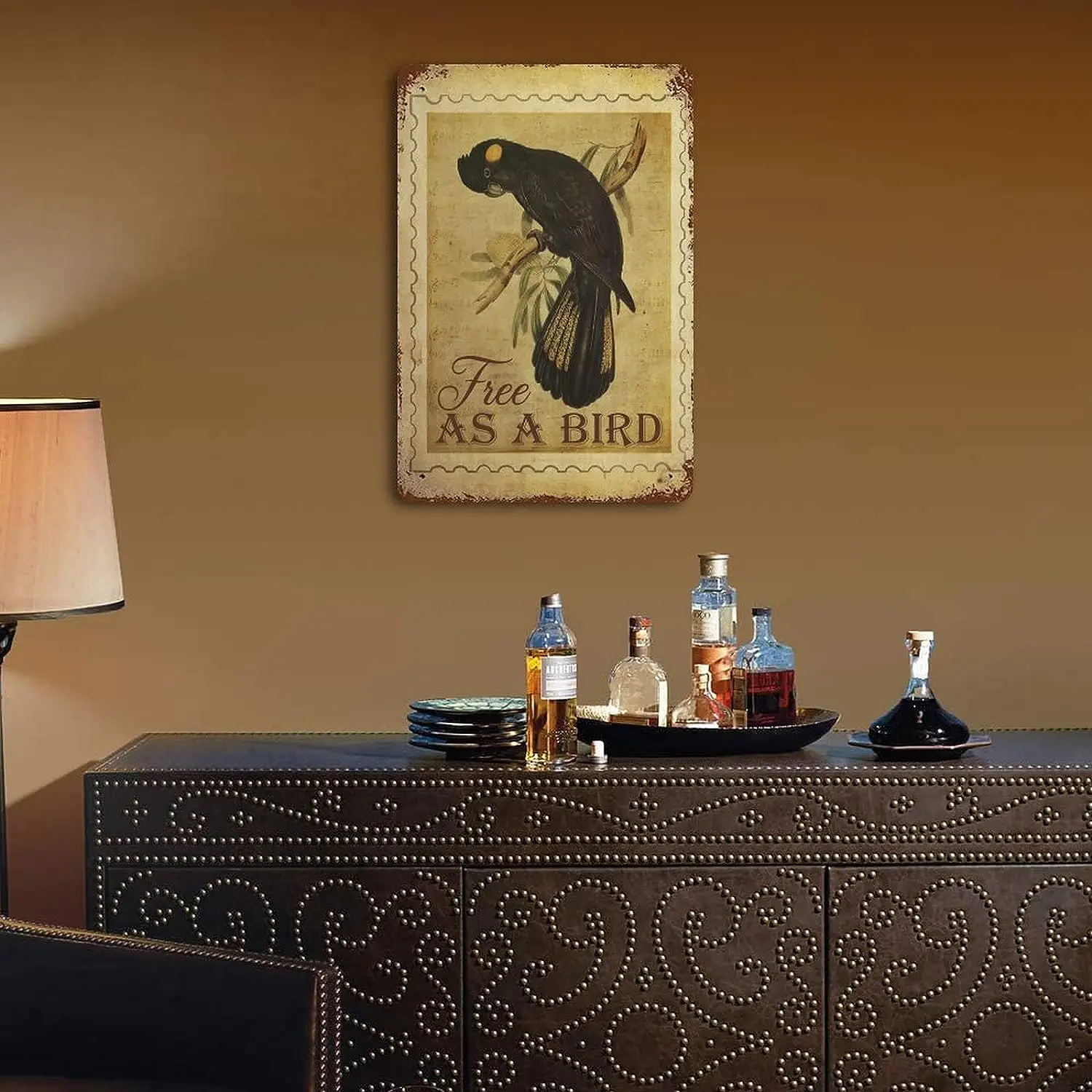 Металлическая Оловянная вывеска акварель Цветная птица алюминиевая