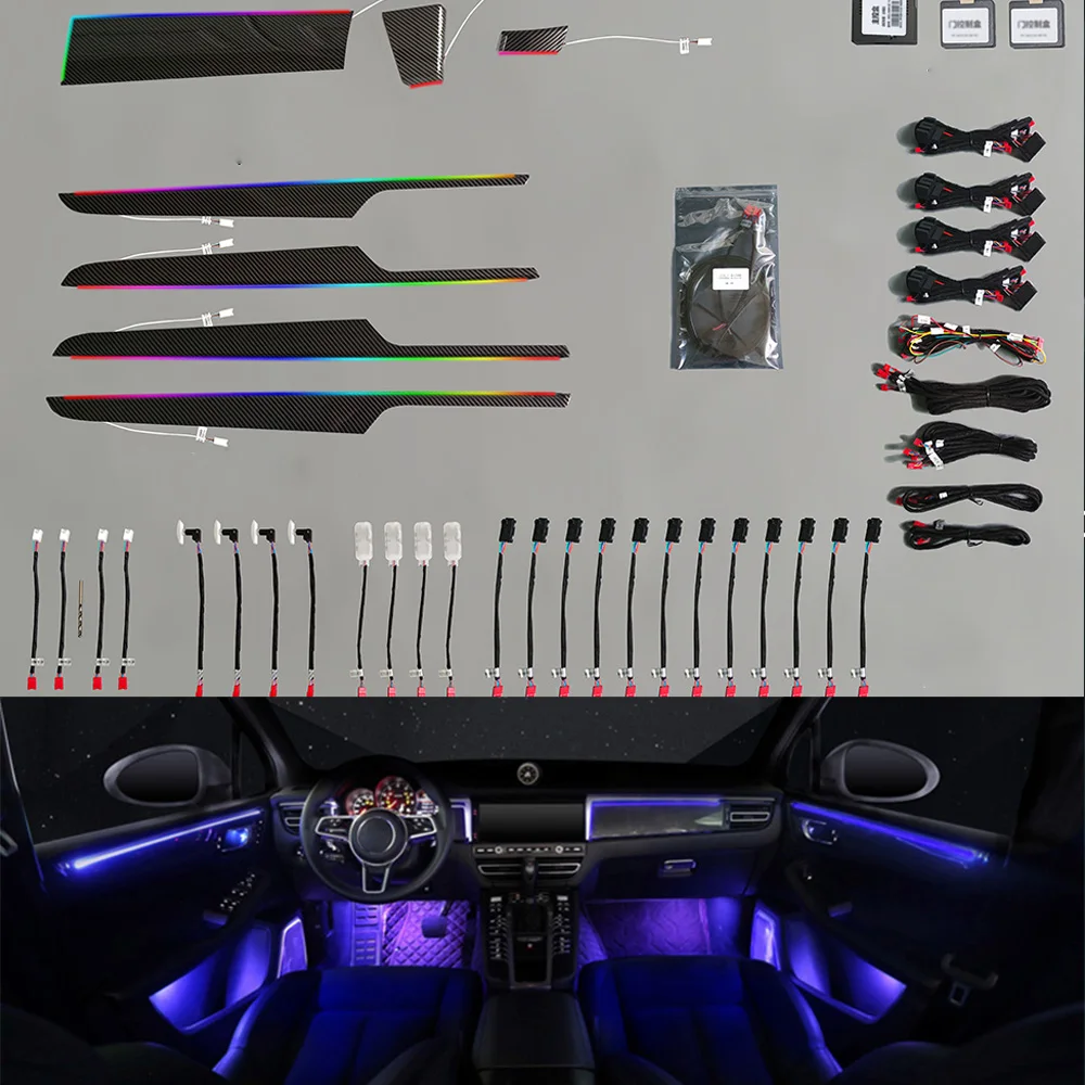 

64-color LED Lamps For Porsche Macan 2014-2022 Car illuminated Door Panel Ambient Light Set Decorative Atmosphere Lighting