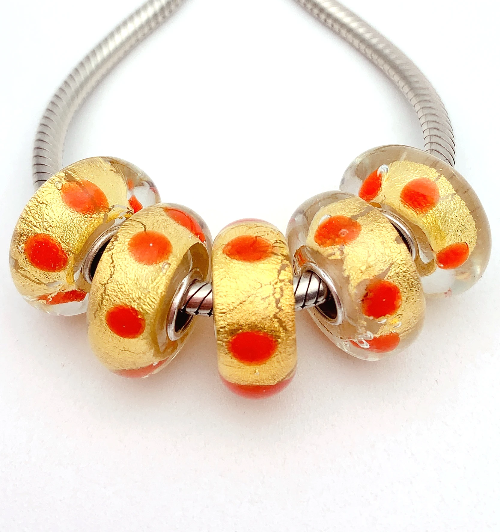 

XHYG306 5X 100% Authenticity S925 Sterling Silver Beads Murano GlassBeads Fit European Charms Bracelet Diy Jewelry Lampwork