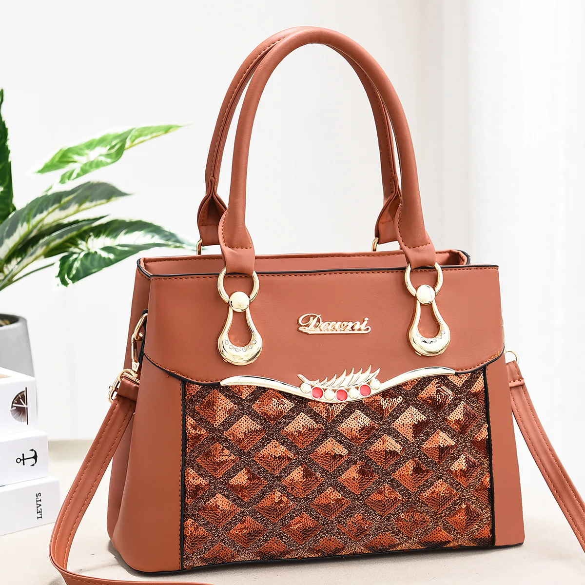 Sequined Embossed Texture High-end Texture Large Capacity Handbag Shoulder Bag