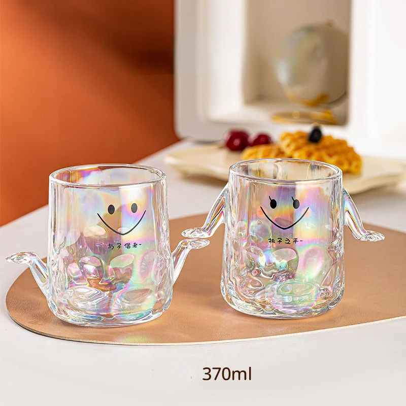 

2pc /One Set Large Capacity Holding Cup Lovers' High Beauty Glass Holding The Hand of A Family Wine Glass