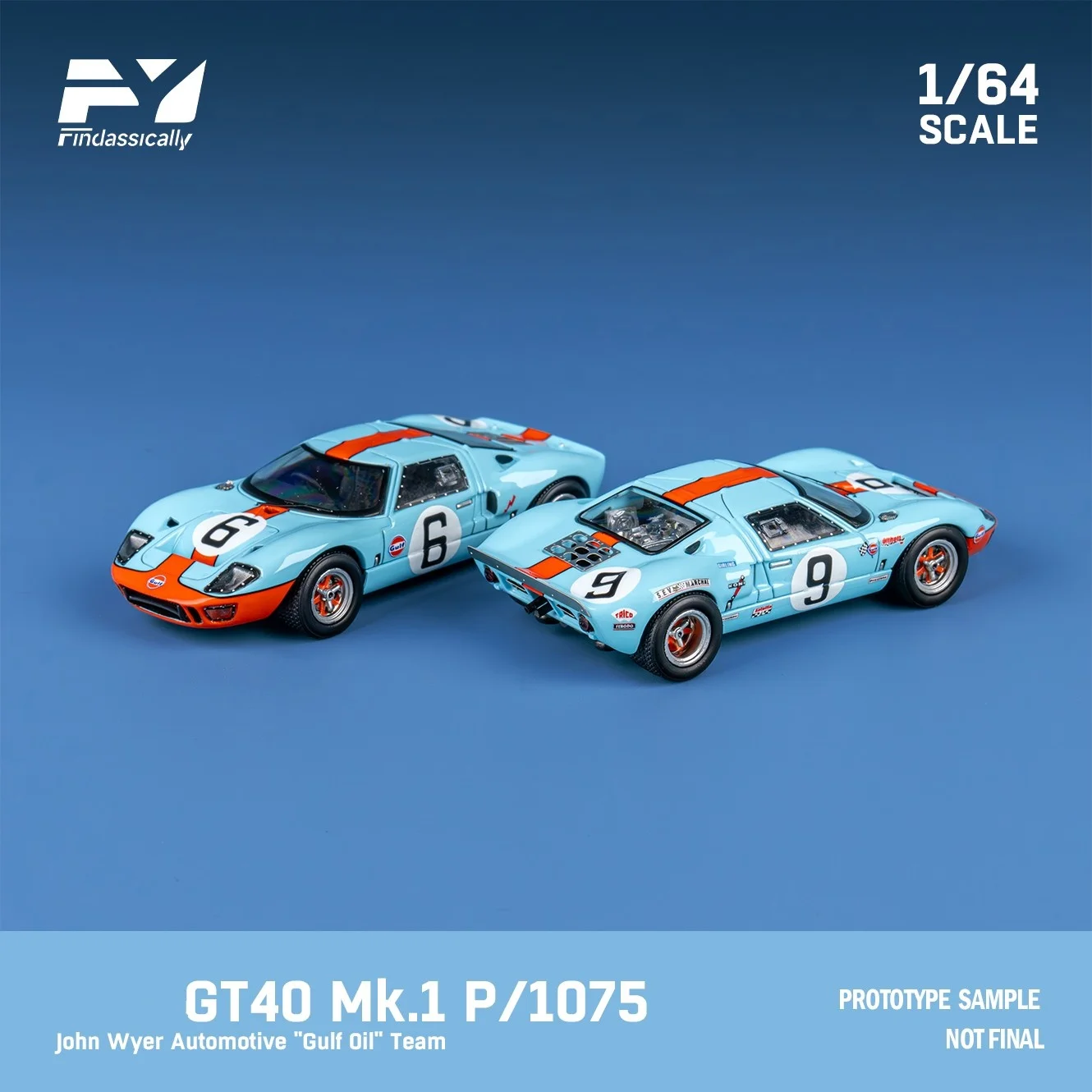 Findclassically FY 1:64 GT40 MK II GULF Цветная литая модель автомобиля