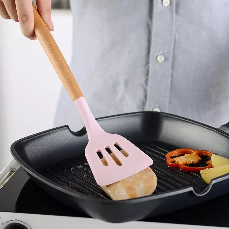 

New in 2022 Non Stick Cooking Pot Tools Premium Silicone Utensils Turner Tongs Spatula Soup Spoon Shovel Oil Brush Kitchen Suppl