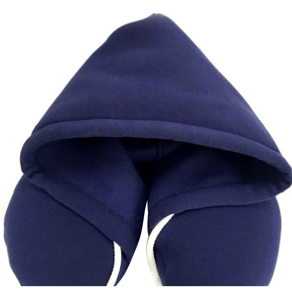 U Shaped Hoodie Body Neck Pillow Cotton Particle Nap Pillow Soft Hooded U-pillow for Home Airplane Car Travel Cervical Pillow