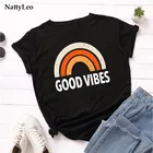 Женская футболка с принтом Good Vibes, футболка из 100% хлопка с круглым вырезом и коротким рукавом, летние женские футболки, футболка с графическим принтом в стиле Харадзюку