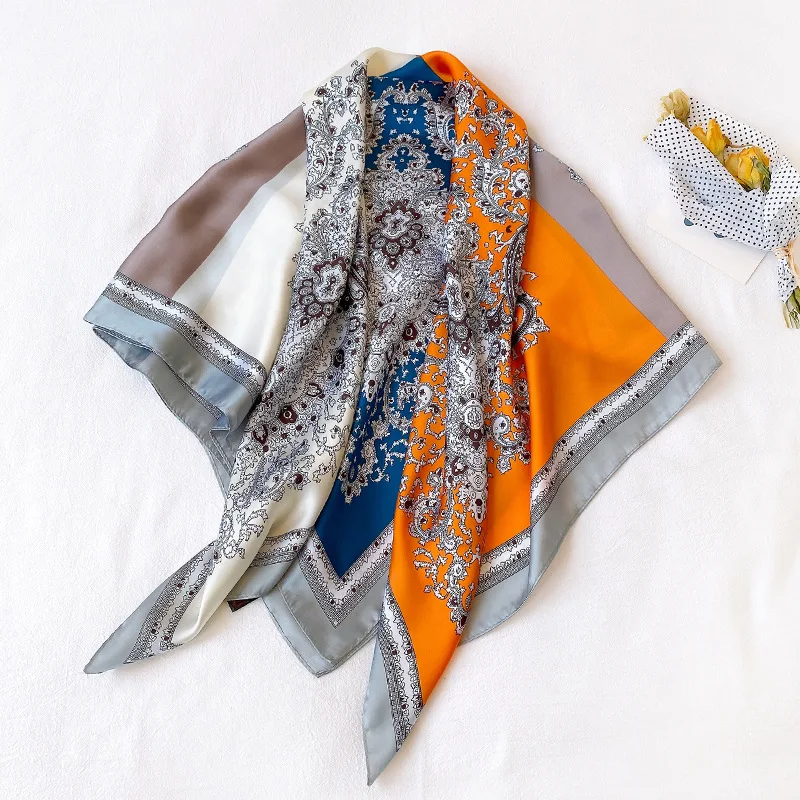 

Elegant Shawls Wraps Hijab Scarf For Women Fashion Beach Kerchief Bandana Head Scarves 90*90CM Square Headband Neck Scarf Ladies