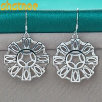925 sterling silver hollow round pattern drop earrings for women party engagement wedding valentines gift fashion jewelry
