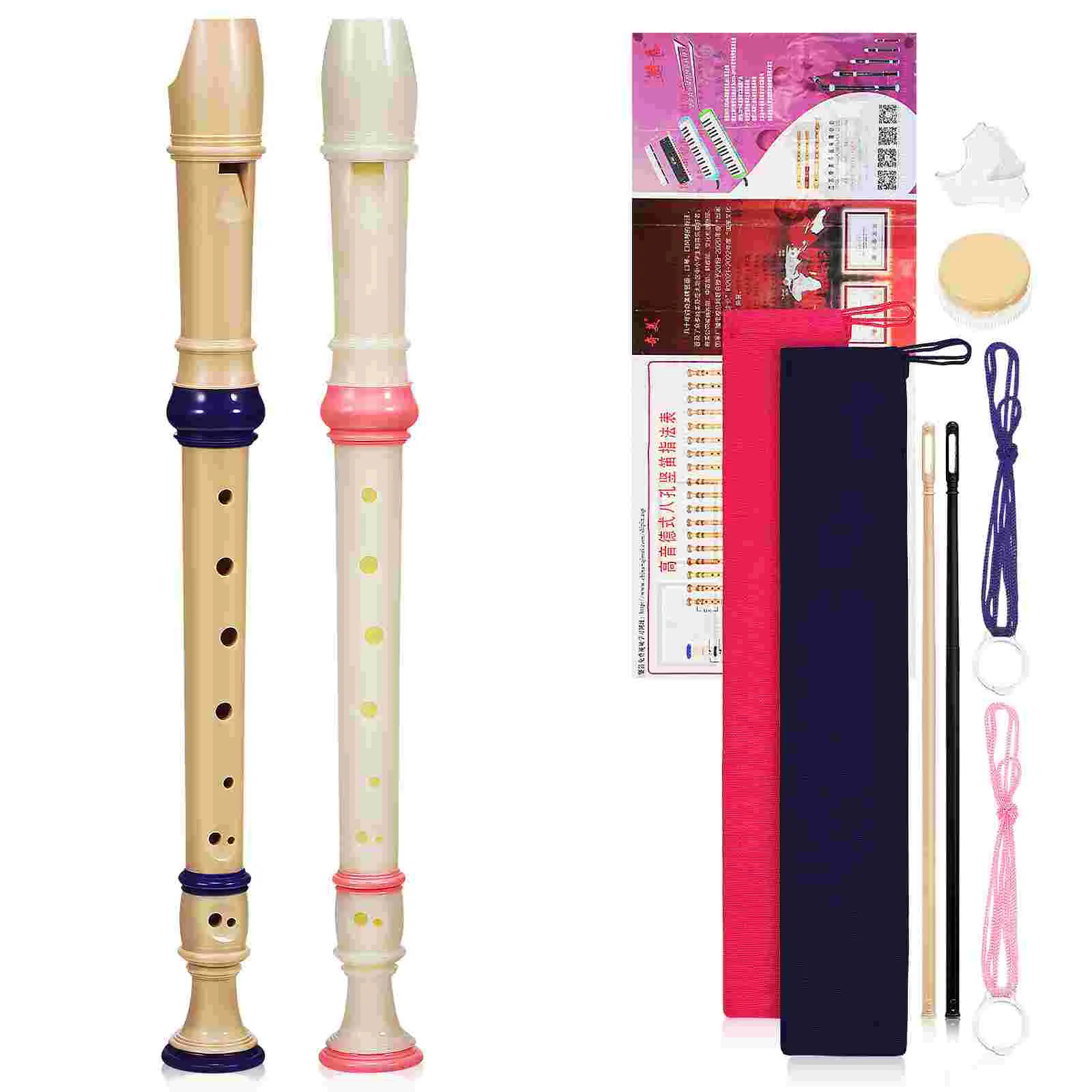

2 Pcs Dictaphone Soprano Recorder Instrument Adults For Beginner Flute Musical Recorders Plastic 8 Holes Student Practice