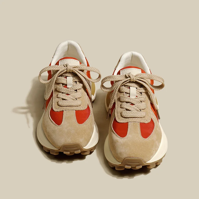 ZR DIARY Casual Sneakers Women Microfiber Patchwork Mixed Colors Lace-Up Round Toe Platform Shoes Lady Flats Handmade 231913