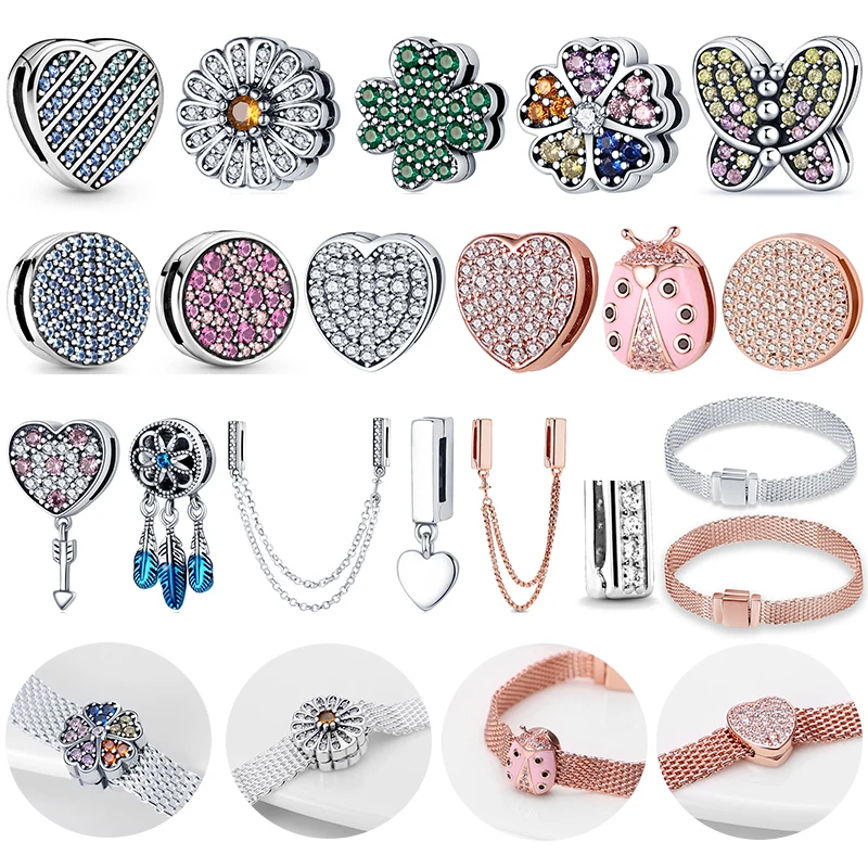 

New charm Original 925 Silver Flat Bar Beads Amulet And Bracelet plata de ley 925 Original Women Silver Pendant DIY Jewelry Gift