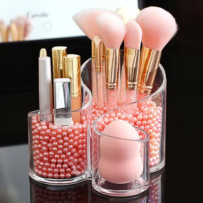 

NEW Desktop Acrylic Makeup Brushes Holder Makeup Storage Box Lipstick Nail Polish Jewelry Display Holder Cosmetic Organizer Box