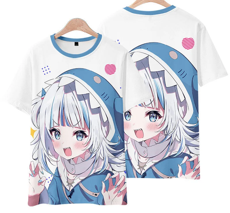 

T Shirts Anime Hololiveen GawrGura 3D Print Kids T Shirt Fashion Casual Round neck Cartoons T-shirt Boy Girl Children's Clothes