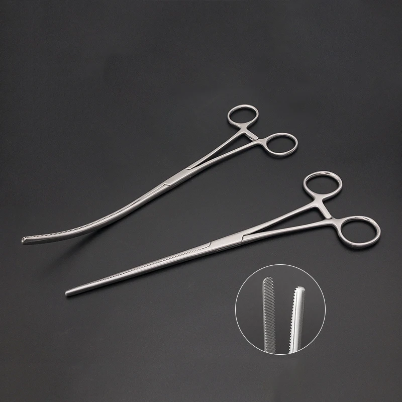 Stainless Steel Uncoated Intestinal Forceps With Straight Bend Twill For Clipping And Ear Trimming Medical Instruments For Pet C