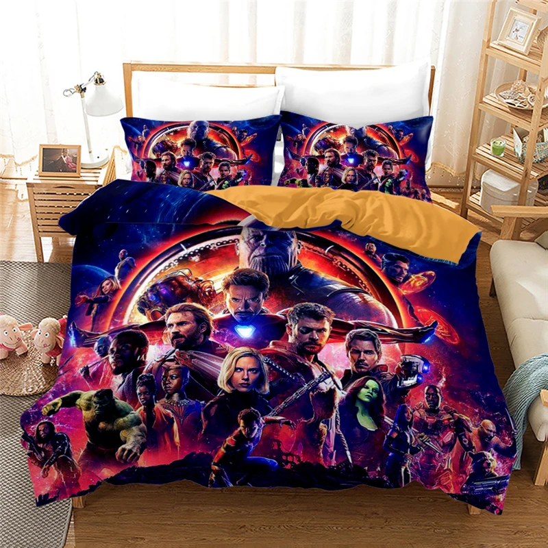 

Marvel The Avengers Super Hero Pattern Duvet Cover Sets with Pillowcase Bedding Set Single Twin Double Queen King Size Bed Linen