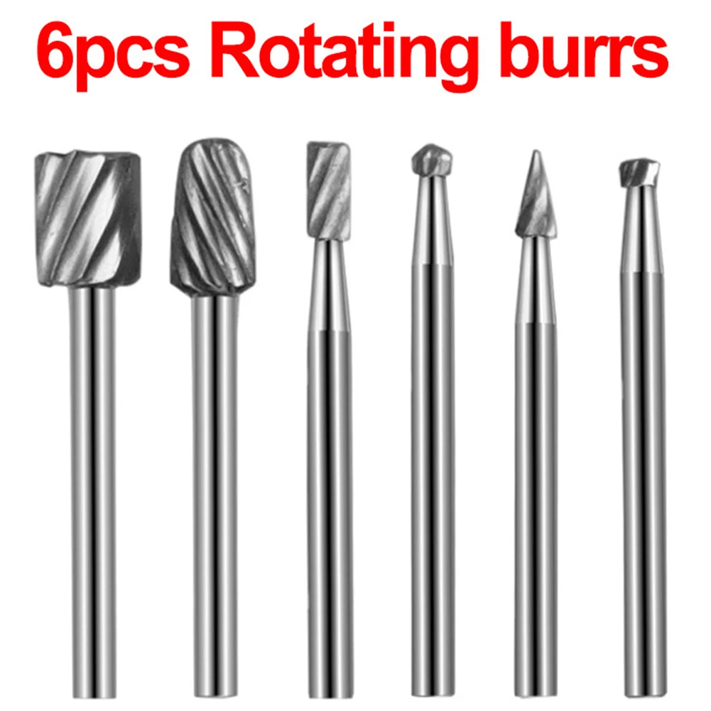 

6PCS HSS Multi Rotary Tool Burr Routing Router Bit Mill Cutter Diamond Grinding Woodworking Milling Cutters For Wood Carving