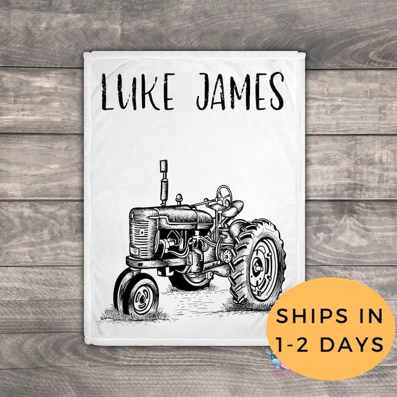 

Tractor Blanket, New Born Blanket, Soft Baby Blanket Boy, Newborn Personalized Gifts, Custom Name Blanket, Tiny Blanket, Boy Fle