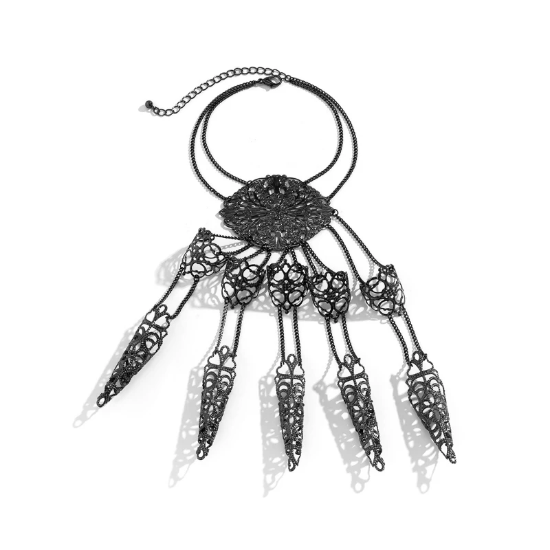 Punk Nail Hobby Bracelet Gothic Halloween Party Tapered Fringe Nail Back Hand Chain Ornament Gift images - 6