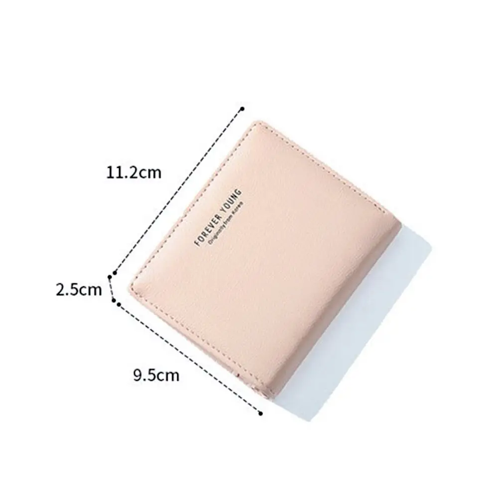 1Pc New PU Leather Small Purse Simple Stylish Short Wallets Forever Young Dompet Coin Bag Student Card Holder 6 Colors for Chose images - 6