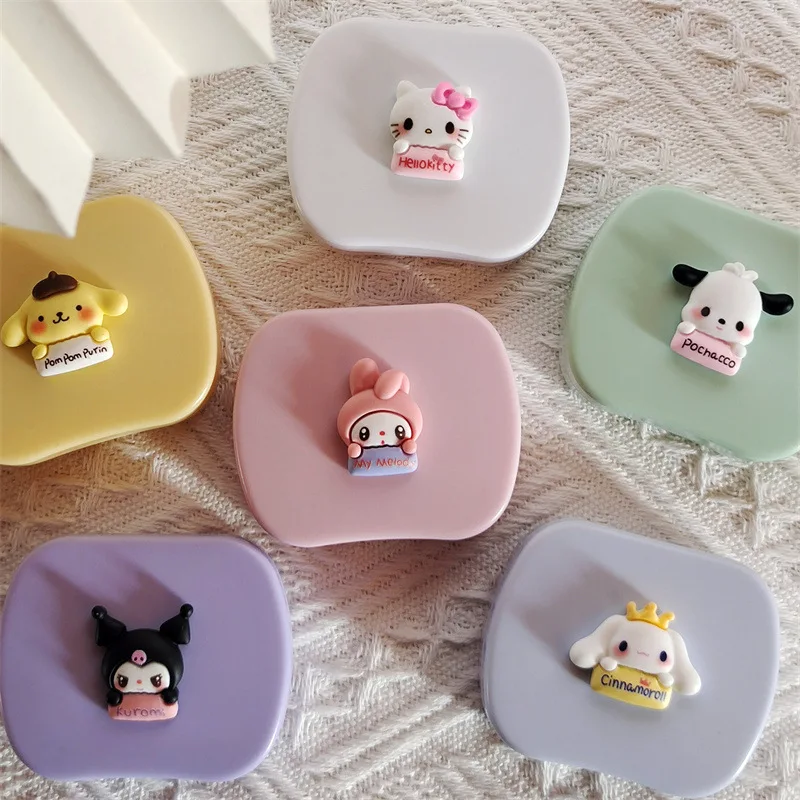 Sanrio Hello Kitty Lens Contact Organizer Portable Care Melody Cartoon Cute Girl with Mirror Student Kit Easy Lenses Box