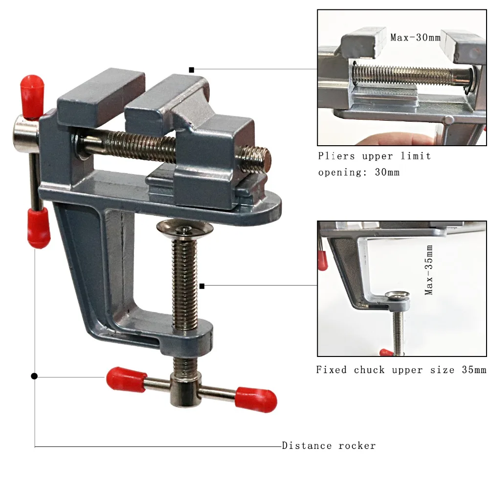 NIUPIKA Mini Table Clamp Aluminum Small Bench Vice  Jeweler Hobby Clamps DIY Mold Craft Repair Tool Portable Work Bench Screw