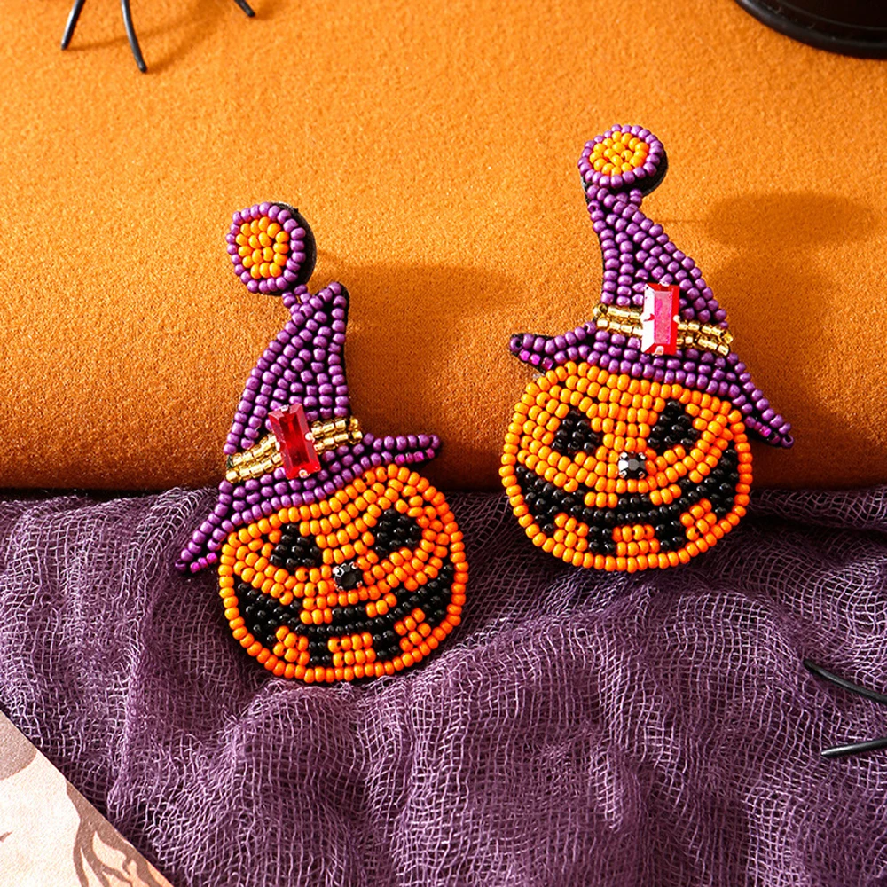 Серьги в виде ведьмы кота на Хэллоуин украшенные бисером красивые серьги черной