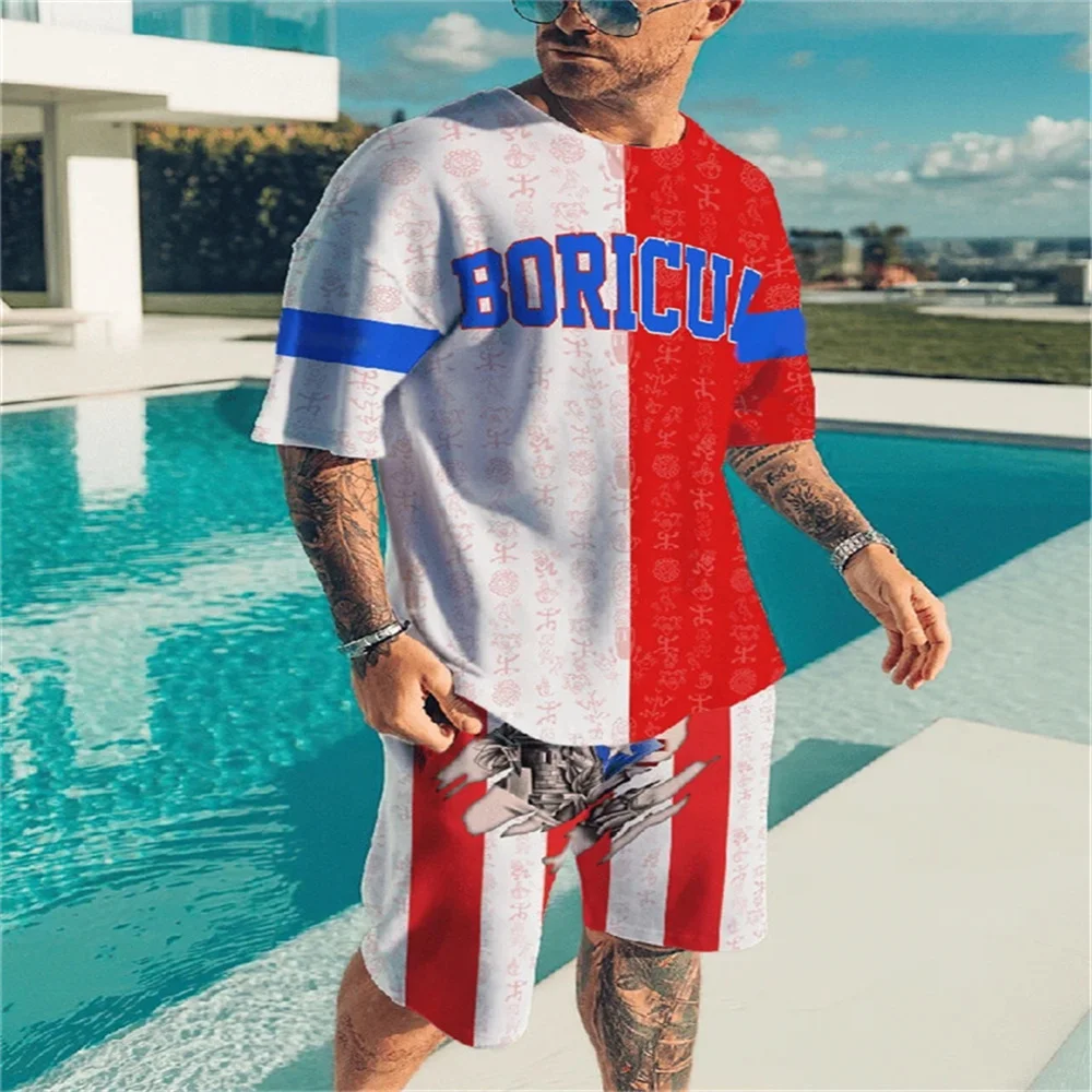 Two for one Summer New 3D Printed Mens Casual T-shirt Shorts Sets Mens Tracksuit O-Neck Short Sleeve Mens Tuba Clothes SuitS-6xL