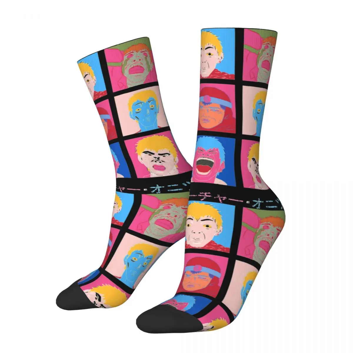 

Harajuku GTO Onizuka Faces Design Theme Cozy Crew Socks Accessories All Seasons funny Cute Crew Socks Sweat Absorbing