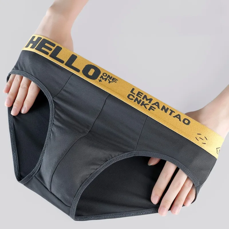 Briefs Men's Panties Sexy Underwear For Men 2023 Milk Silk Underpants Comfortable Breathable Men Solid Shorts Large Size L-5XL