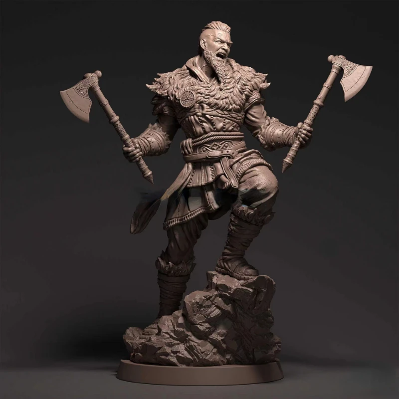 

Resin Figure Ancient Two Axe Warrior 1/24 Scale Diy Assemble Model Kit Unassembled Diorama and Unpainted Statuettes Toys