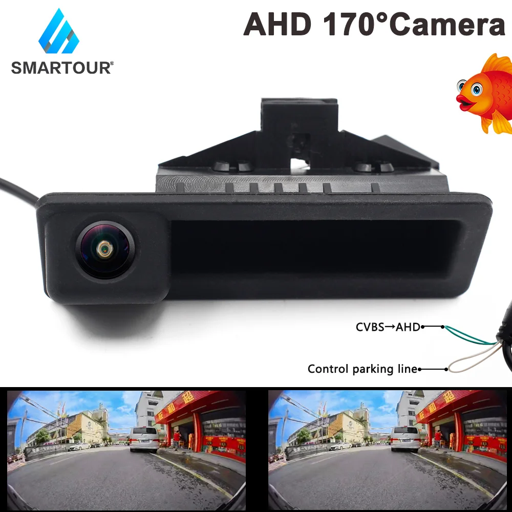 

Автомобильный HD AHD 1080P объектив «рыбий глаз», Автомобильная камера заднего хода с ручкой багажника для BMW 3 серии 5 серии X5 X6 E46 E39 E60 E70 E82 E90