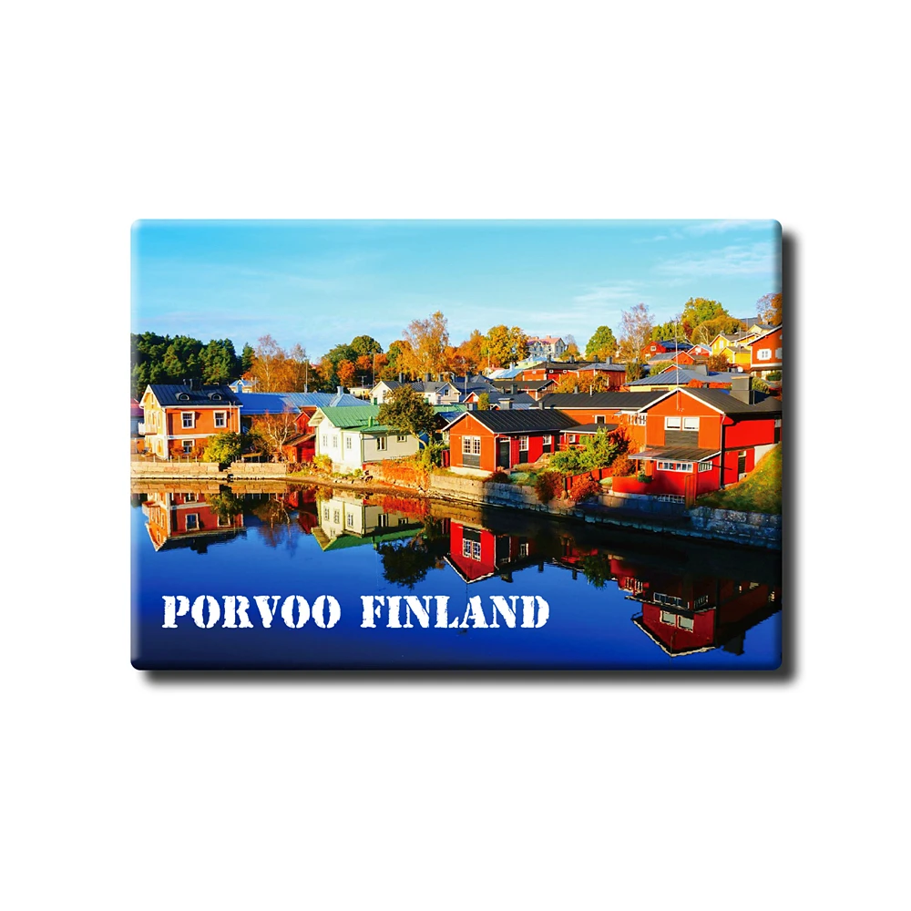 

Finland Helsinki “Porvoo Old Town‘’ Tourist Souvenir Tinplate Magnetic Refrigerator Sticker Rigid Creative Home Decoration 27028