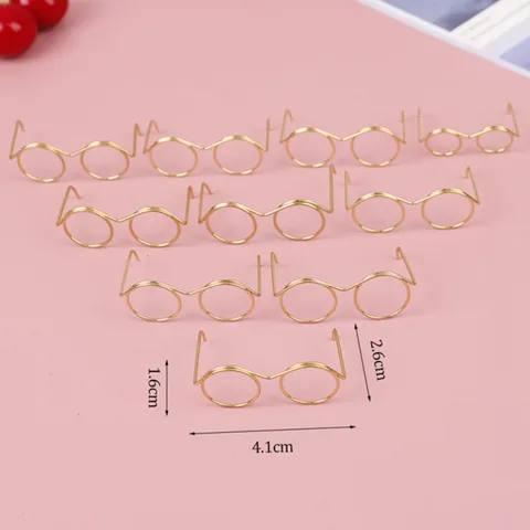 10 шт., новая модная золотая круглая оправа для очков без линз для кукольного декора, аксессуары