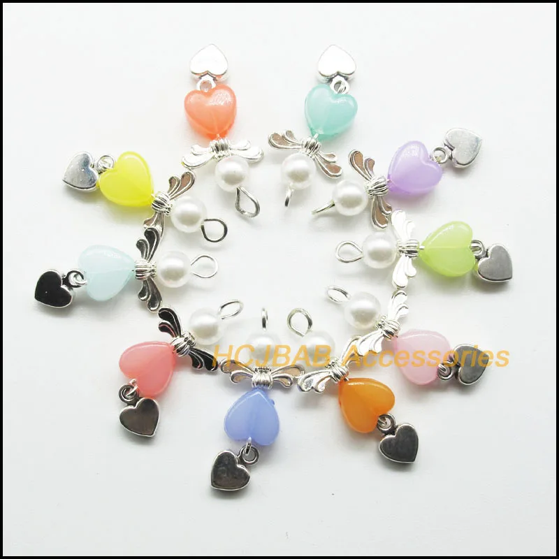 20 шт., акриловые подвески в виде крошечных сердечек, 14 х30 мм