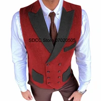 mens suit vest lapel herringbone sleeveless jacket party wedding dress gentleman business steampunk