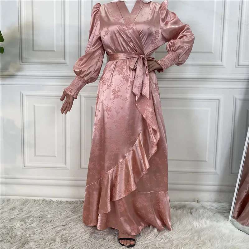 

Eid Satin Abaya Dubai Турция мусульманская мода хиджаб платье ислам одежда Рамадан Abayas платья для женщин Кафтан халат Арабская женская одежда
