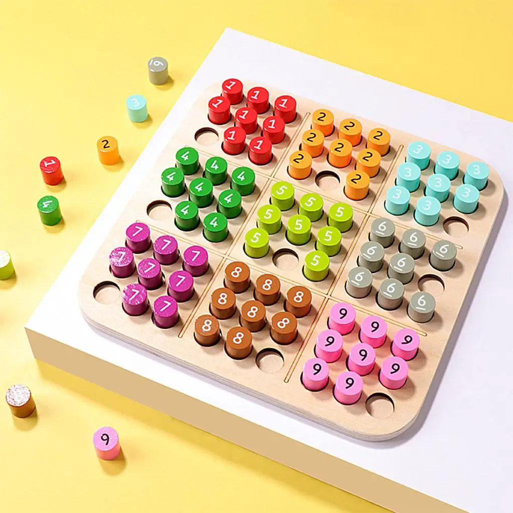 

Wooden Sudoku Puzzles Board Game Educational Mini with Number for Travel Activity Kids