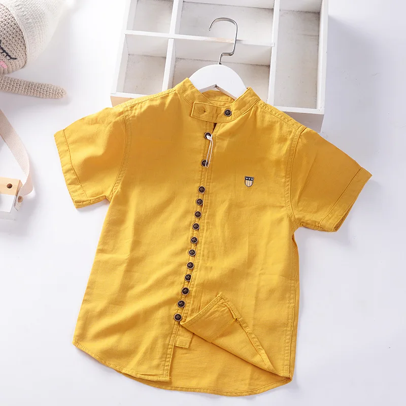 

Clothes Linen Blend Kids Children Teenager Tops Yellow Cotton Summer Tshirt Teen Shirt Boys