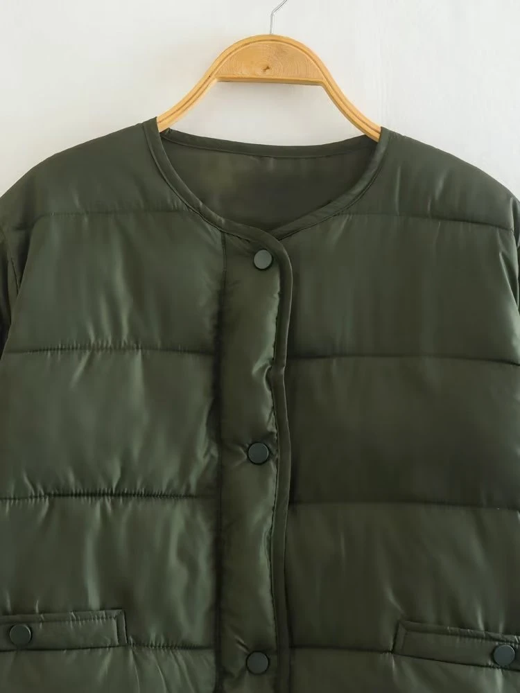 2022 Winter Ins Style Women Amy Green Warm Parkas Buttons Thick Chic Pockets Female Elegant Coat