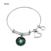 star zodiac signs 12 constellation bracelets for women stainless steel hollow heart horoscope adjustable bracelet birthday gifts