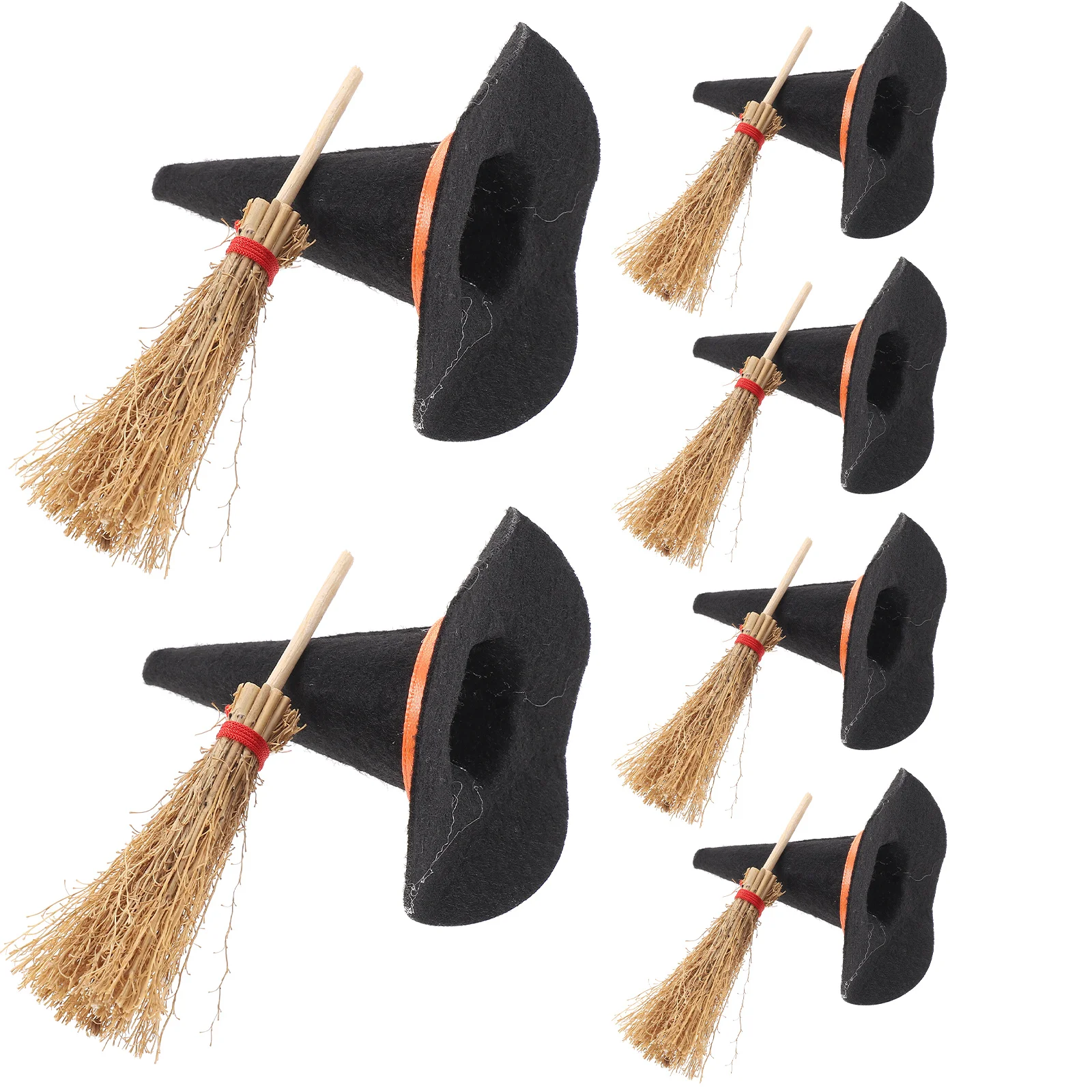 

12 шт. Мини шляпа ведьмы шляпы метла крошечные поделки Хэллоуин Декор детские деревянные миниатюрные украшения