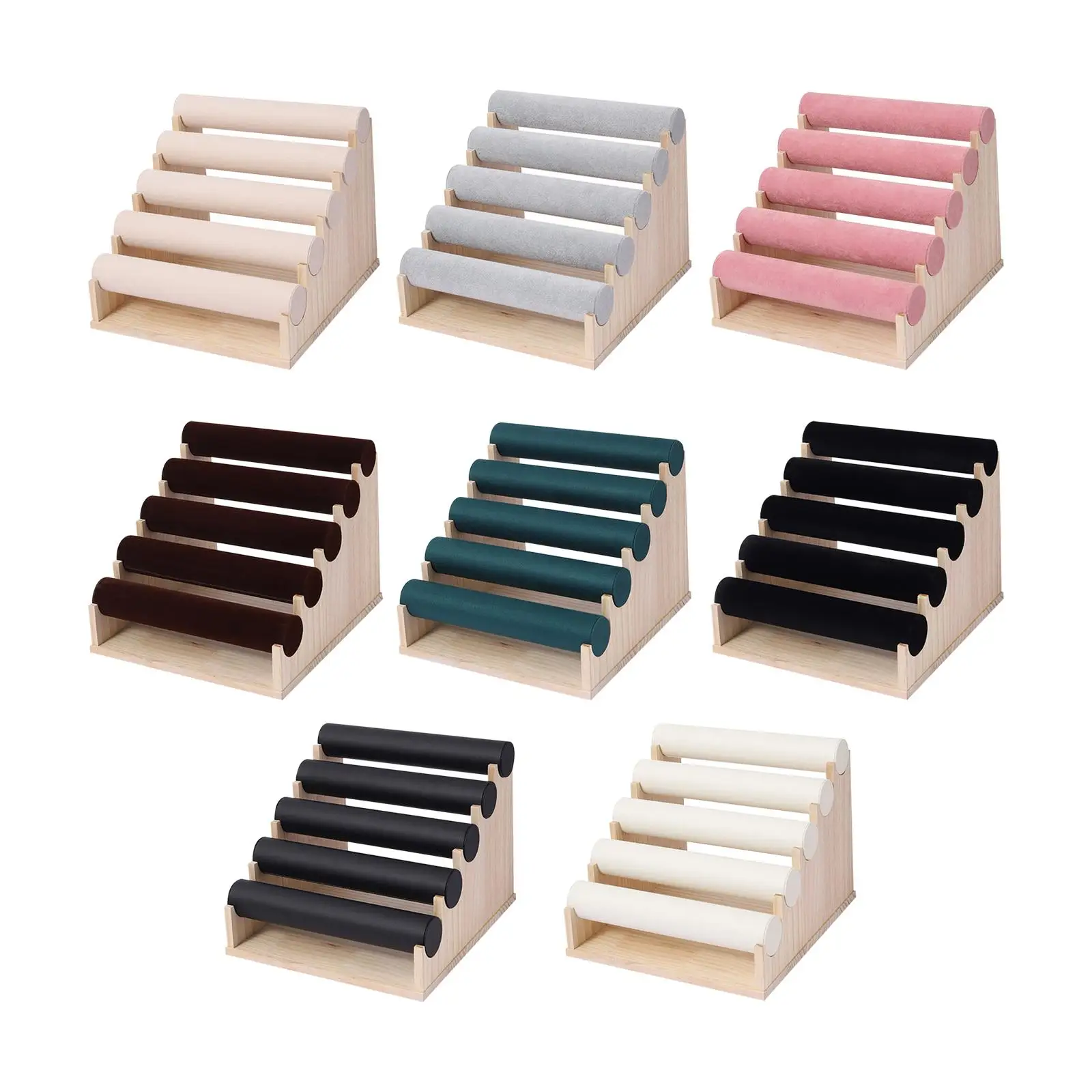 

Wood Jewelry Storage Organizer Five Tier Stable for Necklace Store Women