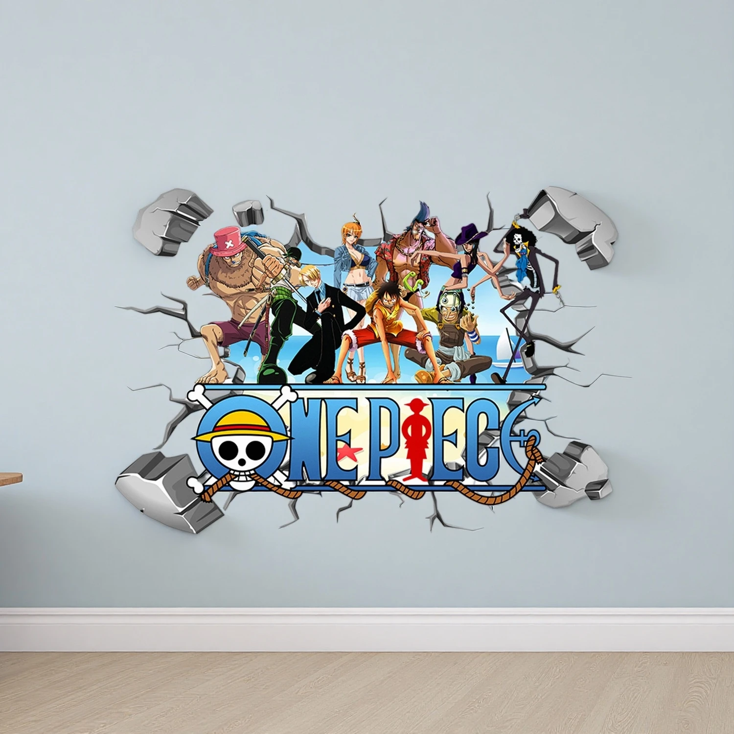 Фото Мультяшные 3D-наклейки на стену с Луффи из One Piece для детской комнаты, декор для дома и спальни, самоклеящиеся наклейки с персонажами из фильма №5