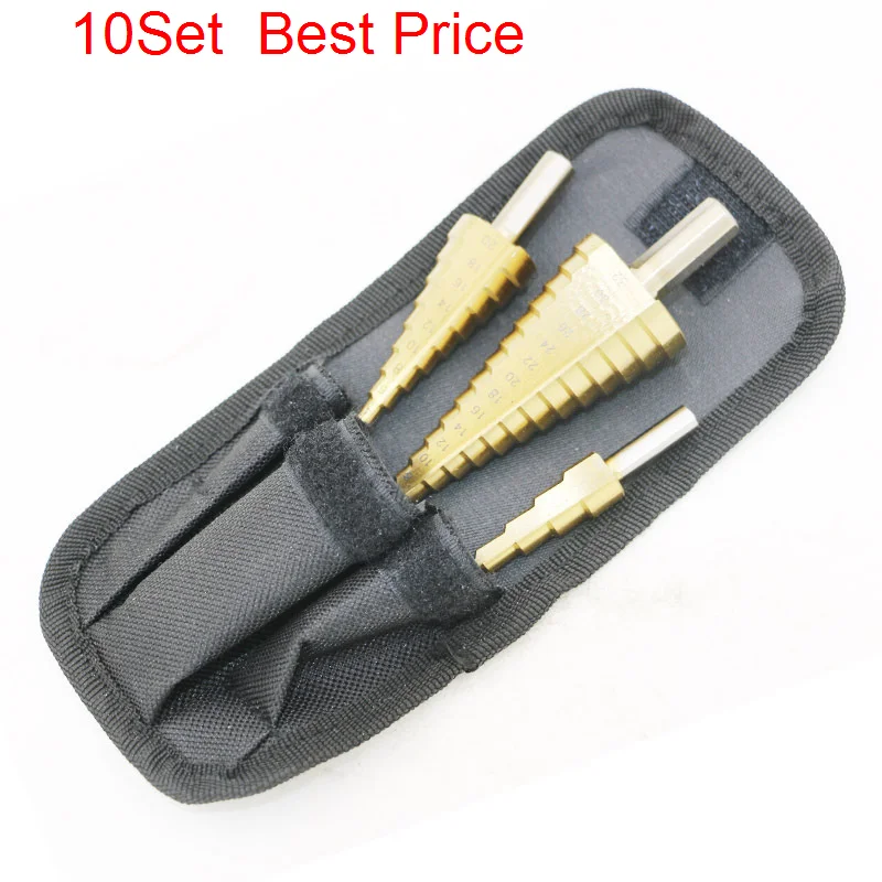 

10Sets/lot Triangular Handle Step Drill Pagoda Drill Step Drill Reamer Drill Pv Plate Iron Plate Aluminum Plate Cloth Bag