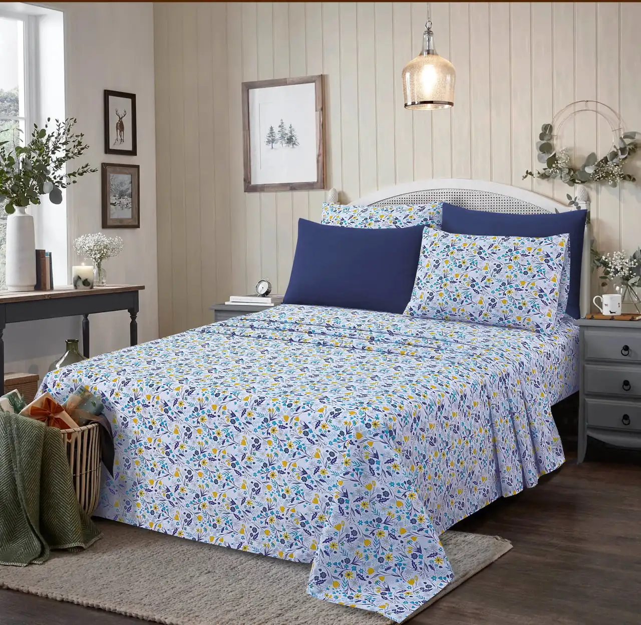 

Luxior Collection 100% Cotton 6 Pcs Bed Sheets Set 144TC Deep Pocket upto 16" (1 Flat 1 Fitted 4 Pillowcases)
