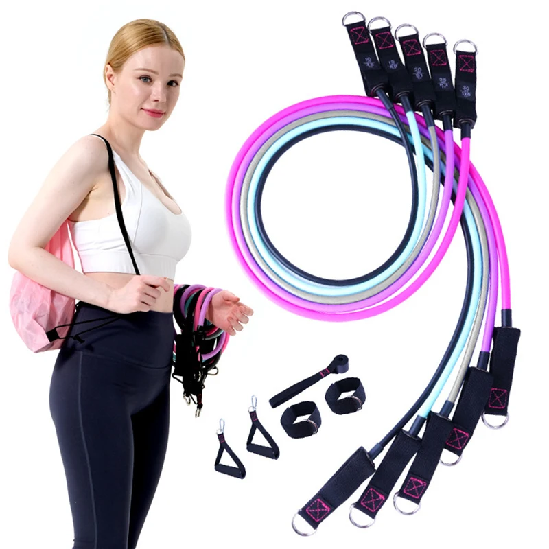 

New 11pcs Resistance Bands Set Latex Pull Rope Fitness Bands Yoga Elastic Rubber Bands Expander Workout Home Gym Exercise Bands