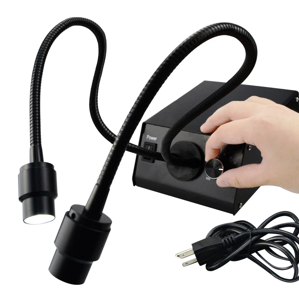 

Microscope Illuminator Illumination w/ Dimmer Dual Gooseneck Lights Cold LED 100V~240V Stable Shadow-free Lighting