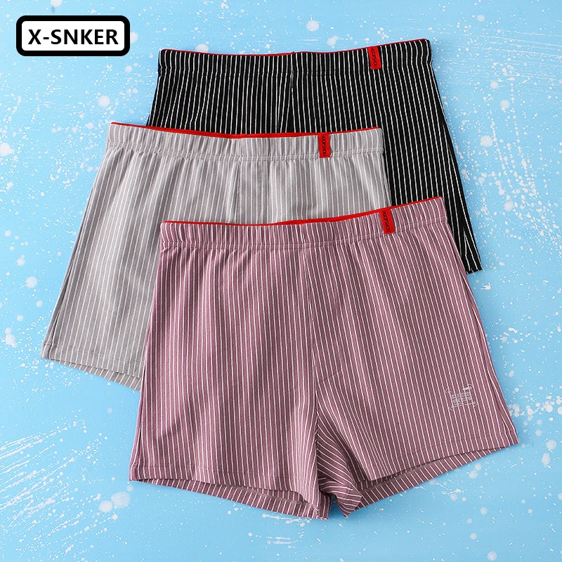 3Pcs Cotton Men's Boxers Underwear Sexy Classic Stripe Panties Man Breathable Underpants Male Arrow Pants Homme 2023 Summer New